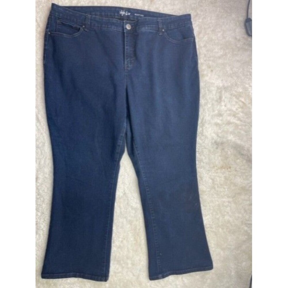 Style & Co Size 20 WP Womens Jeans Boot Leg Stretch Dark Wash High Rise Stretch